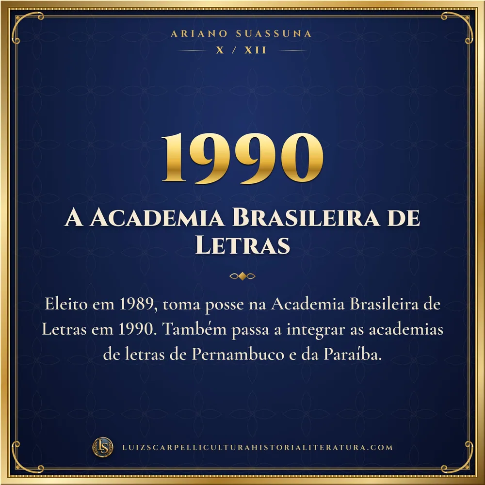 1990: A Academia Brasileira de Letras. Ariano Suassuna, Luiz Scarpelli