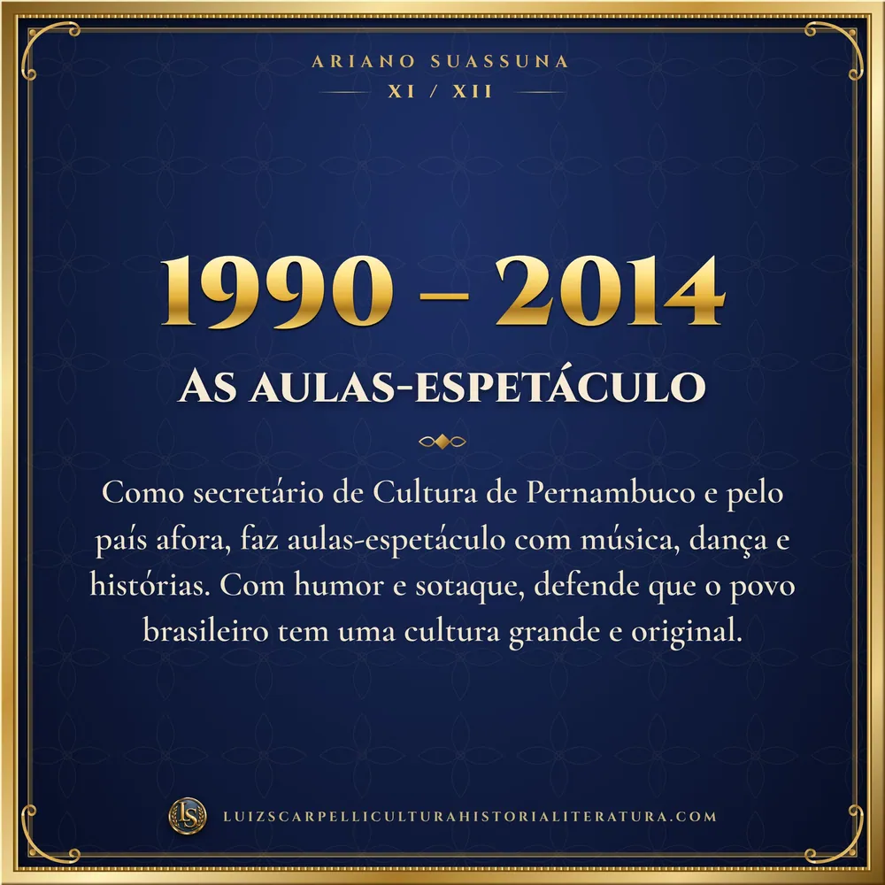1990 – 2014: As aulas-espetáculo. Ariano Suassuna, Luiz Scarpelli