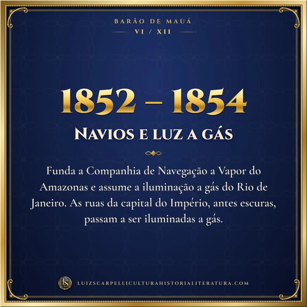 1852 – 1854: Navios e luz a gás. Barão de Mauá, Luiz Scarpelli