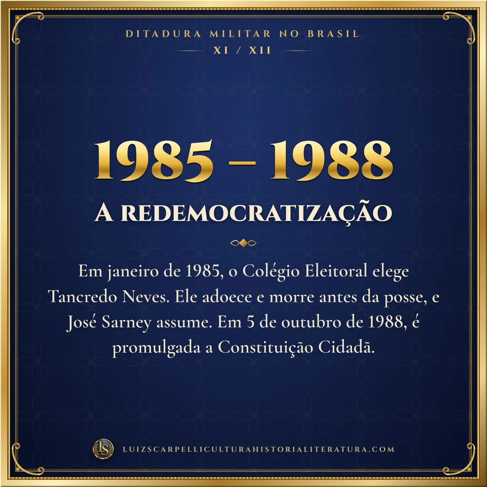 1985 – 1988: A redemocratização. Ditadura Militar no Brasil, Luiz Scarpelli