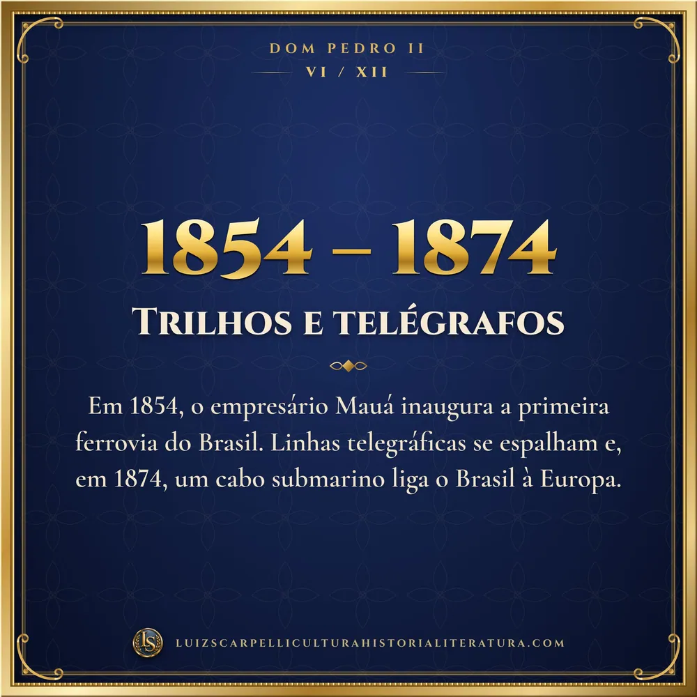 1854 – 1874: Trilhos e telégrafos. Dom Pedro II, Luiz Scarpelli