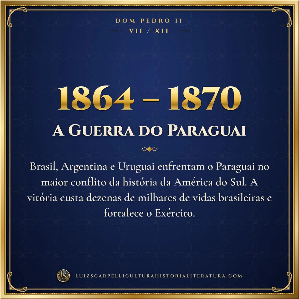 1864 – 1870: A Guerra do Paraguai. Dom Pedro II, Luiz Scarpelli