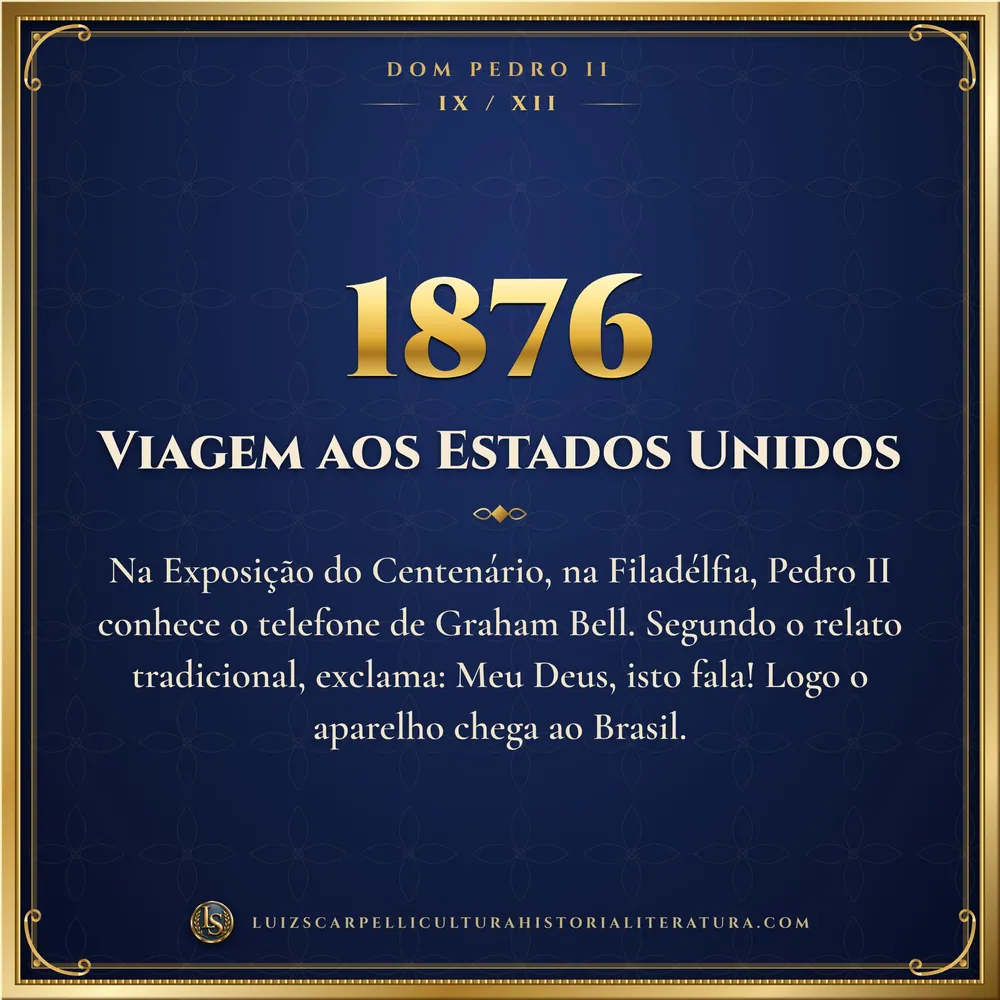 1876: Viagem aos Estados Unidos. Dom Pedro II, Luiz Scarpelli