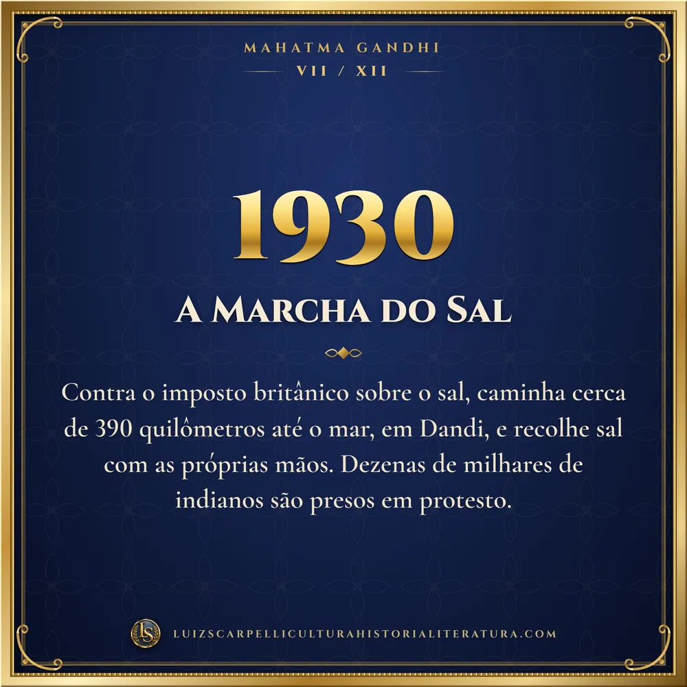 1930: A Marcha do Sal. Mahatma Gandhi, Luiz Scarpelli
