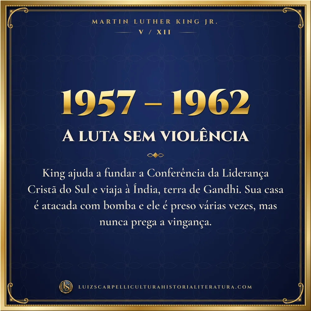 1957 – 1962: A luta sem violência. Martin Luther King Jr., Luiz Scarpelli