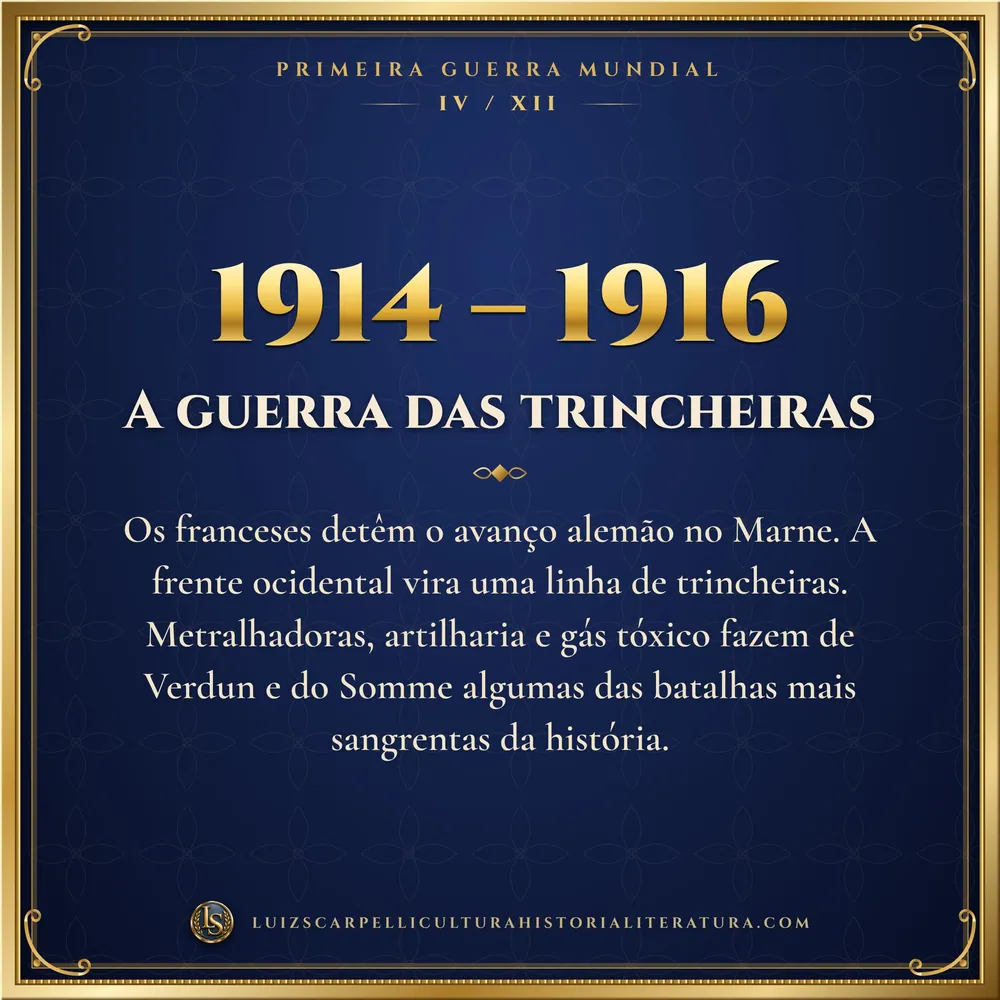 1914 – 1916: A guerra das trincheiras. Primeira Guerra Mundial, Luiz Scarpelli
