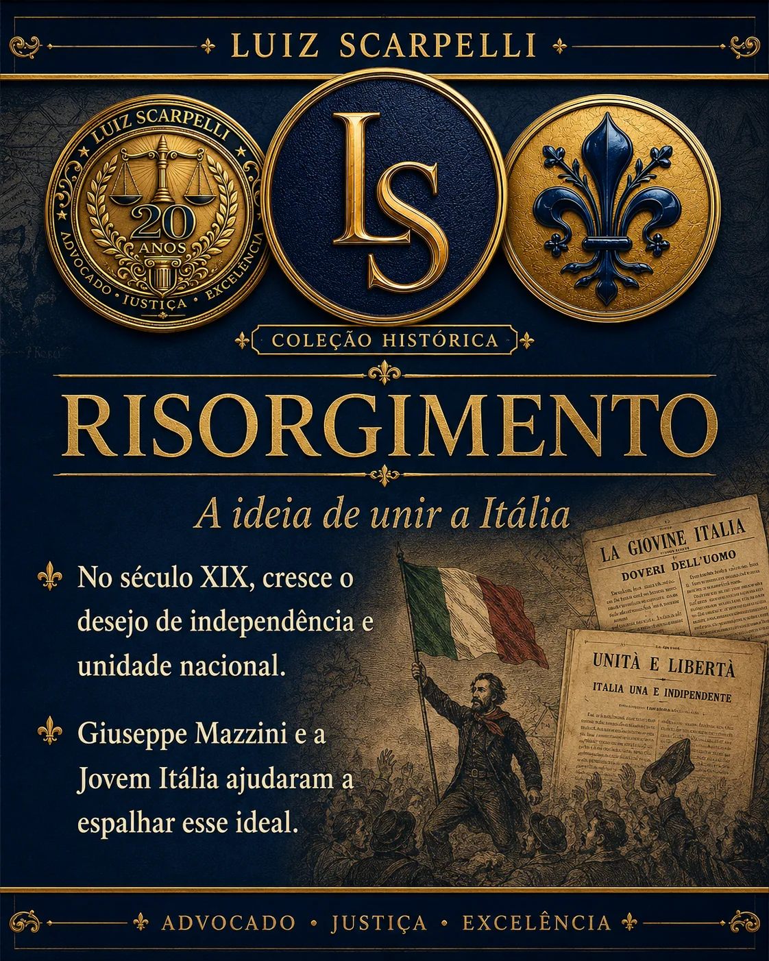 Risorgimento: a ideia de unir a Itália: Coleção Histórica de Luiz Scarpelli sobre o Reino da Itália