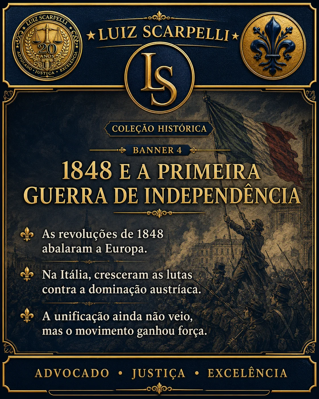 1848 e a Primeira Guerra de Independência: Coleção Histórica de Luiz Scarpelli sobre o Reino da Itália