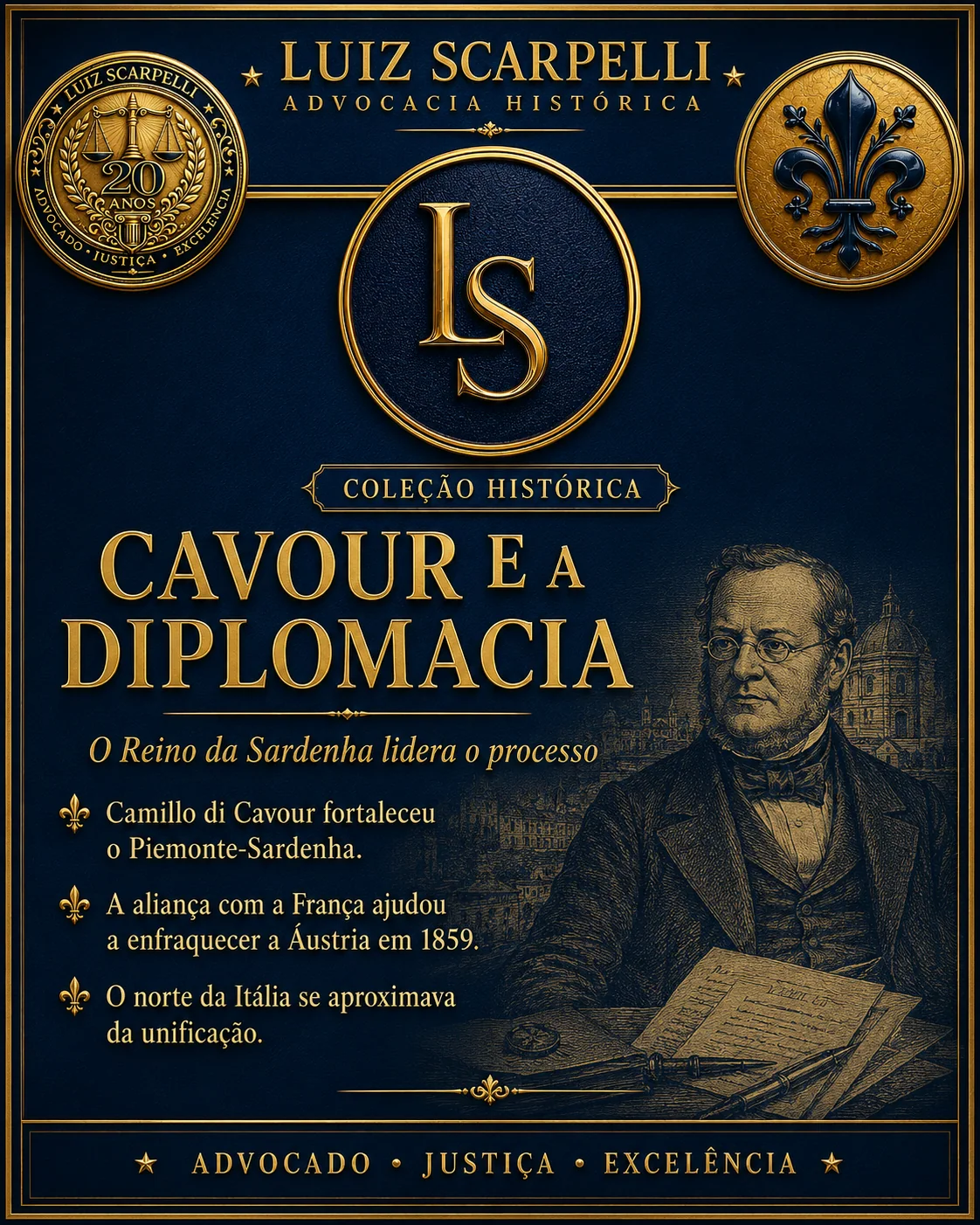 Cavour e a diplomacia: Coleção Histórica de Luiz Scarpelli sobre o Reino da Itália
