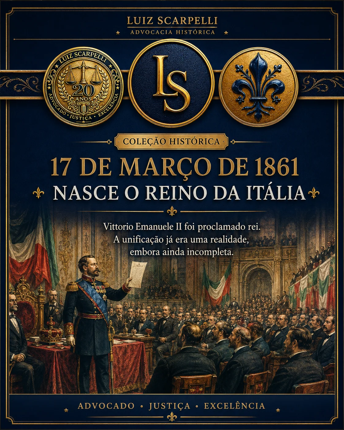 17 de março de 1861: nasce o Reino da Itália: Coleção Histórica de Luiz Scarpelli sobre o Reino da Itália