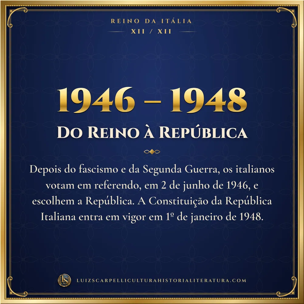 1946 – 1948: Do Reino à República. Reino da Itália, Luiz Scarpelli