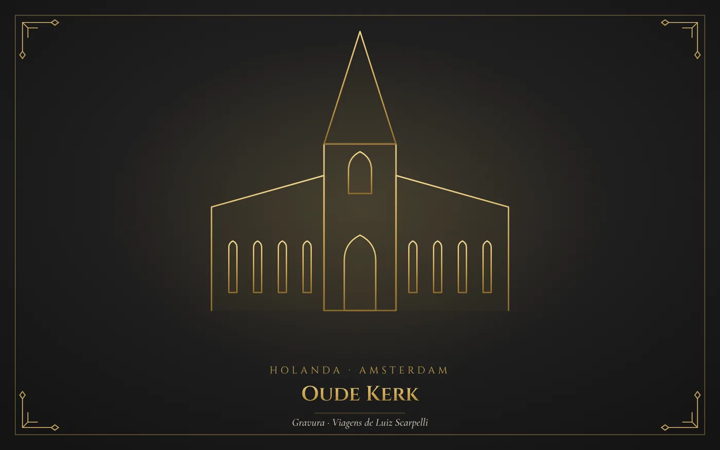 Oude Kerk, Amsterdam: gravura das viagens de Luiz Scarpelli