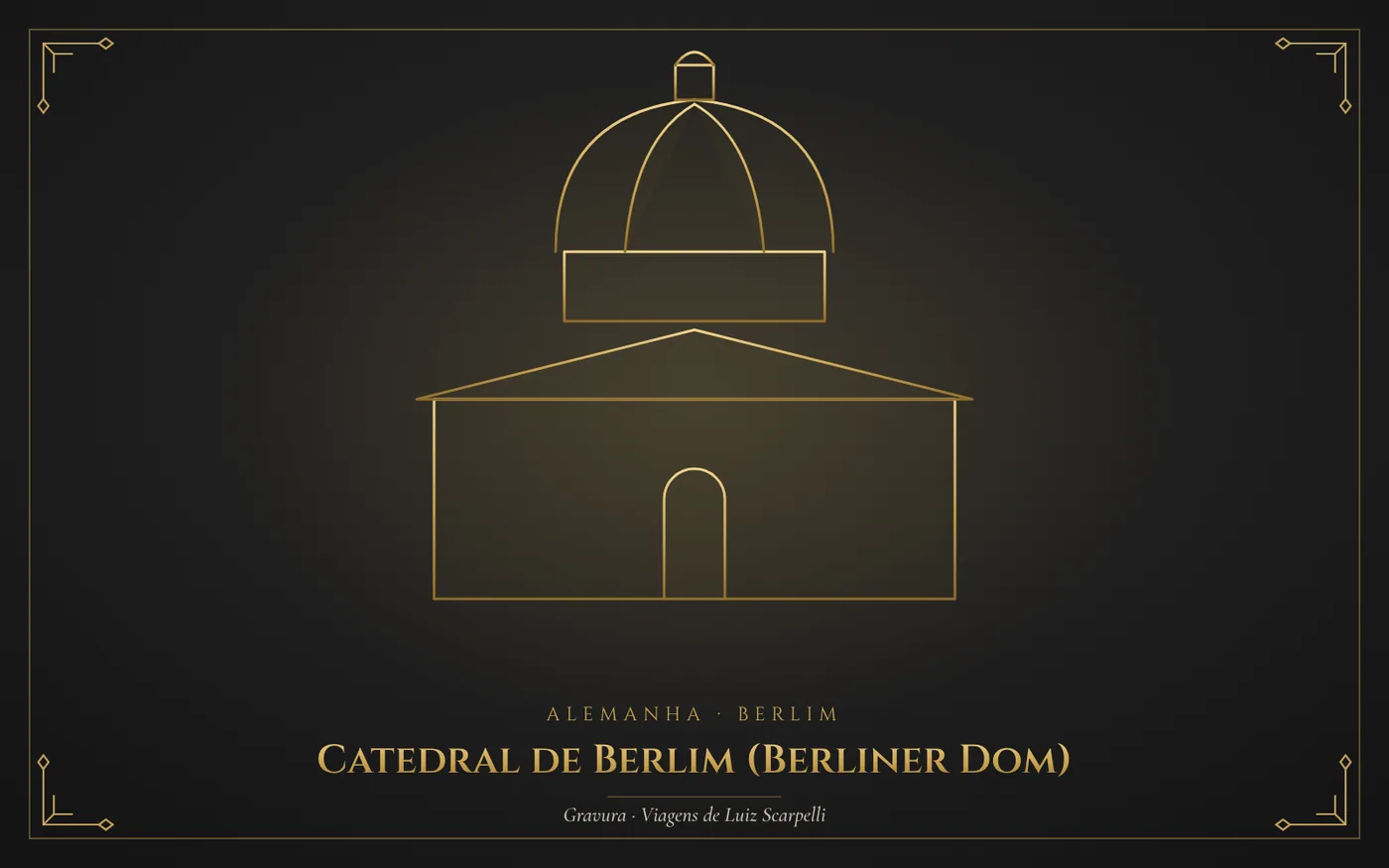 Catedral de Berlim (Berliner Dom), Berlim: gravura das viagens de Luiz Scarpelli
