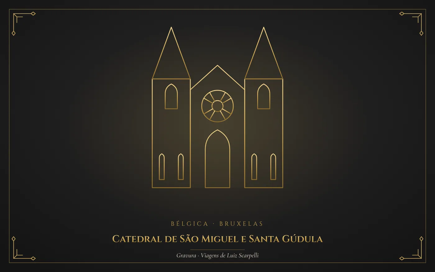 Catedral de São Miguel e Santa Gúdula, Bruxelas: gravura das viagens de Luiz Scarpelli