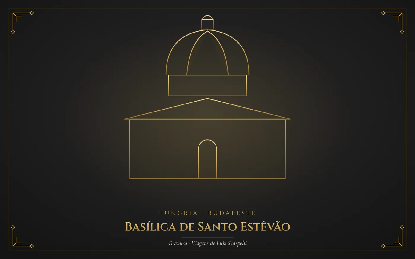 Basílica de Santo Estêvão, Budapeste: gravura das viagens de Luiz Scarpelli