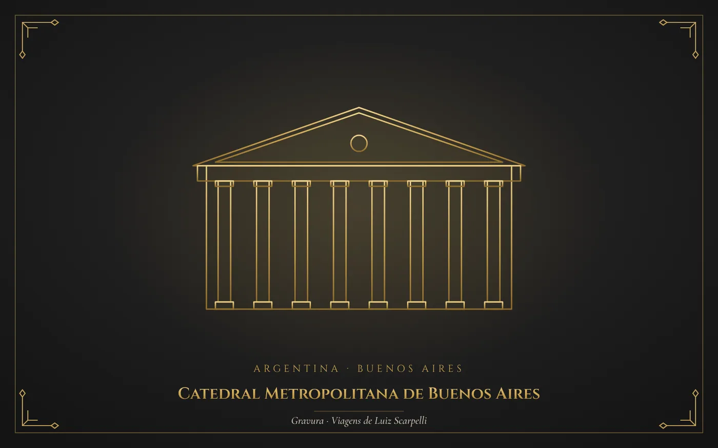 Catedral Metropolitana de Buenos Aires, Buenos Aires: gravura das viagens de Luiz Scarpelli