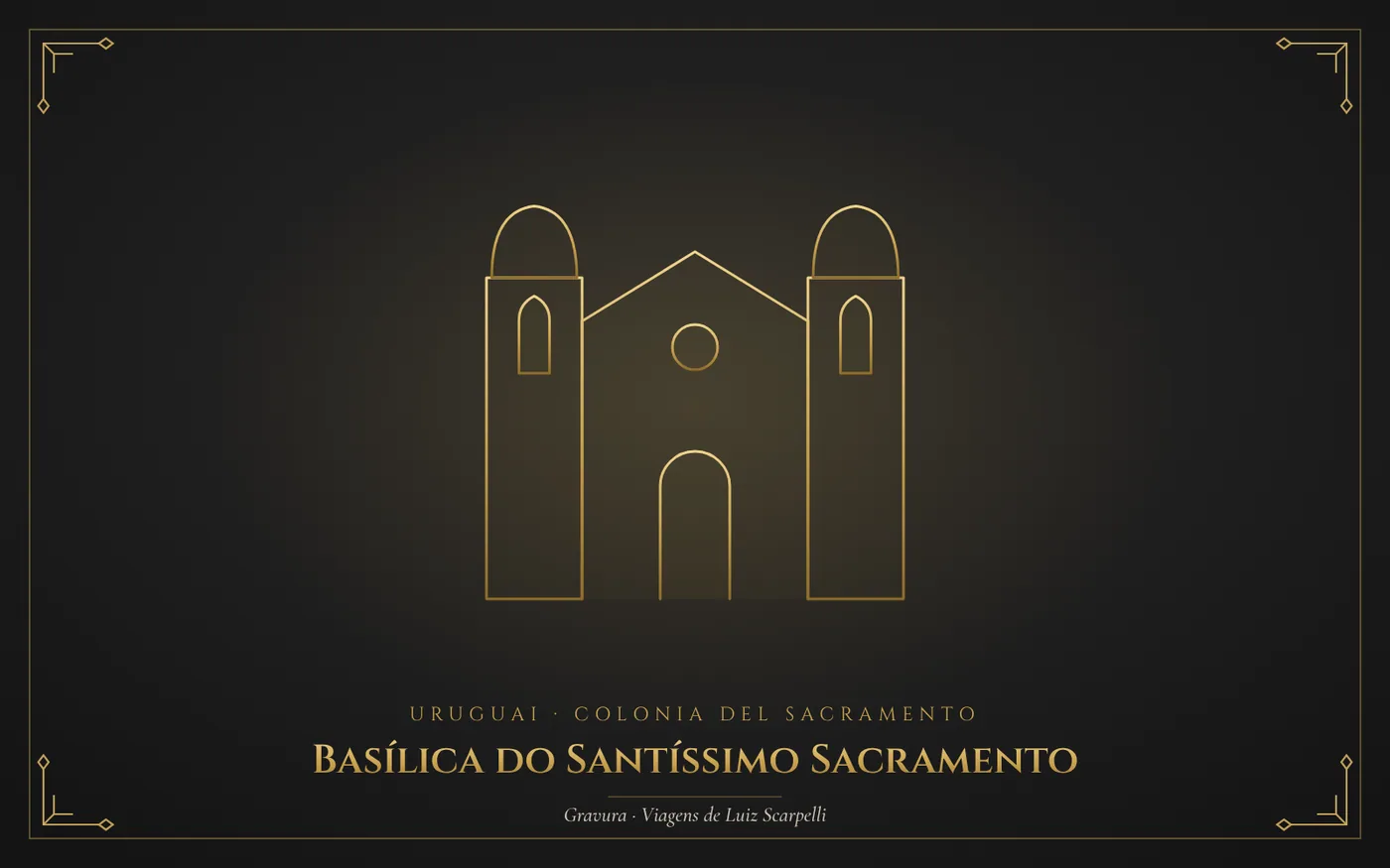 Basílica do Santíssimo Sacramento, Colonia del Sacramento: gravura das viagens de Luiz Scarpelli