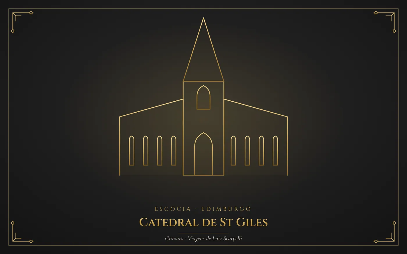 Catedral de St Giles, Edimburgo: gravura das viagens de Luiz Scarpelli