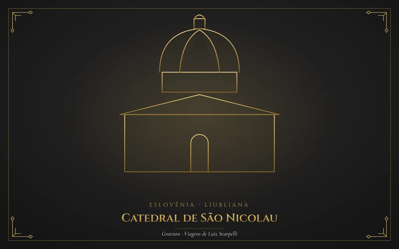 Catedral de São Nicolau, Liubliana: gravura das viagens de Luiz Scarpelli