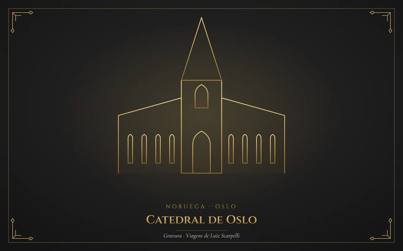 Catedral de Oslo, Oslo: gravura das viagens de Luiz Scarpelli