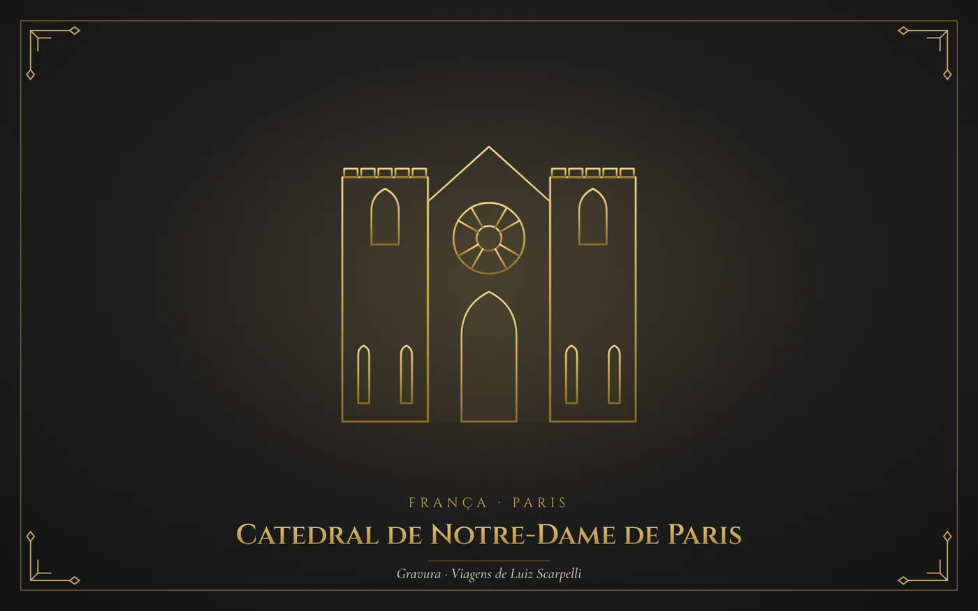 Catedral de Notre-Dame de Paris, Paris: gravura das viagens de Luiz Scarpelli