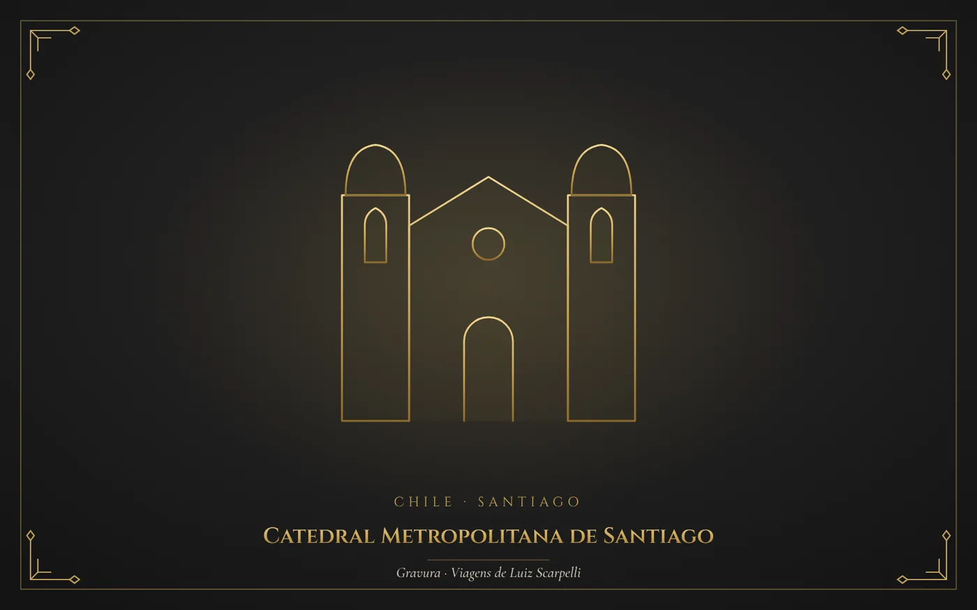 Catedral Metropolitana de Santiago, Santiago: gravura das viagens de Luiz Scarpelli