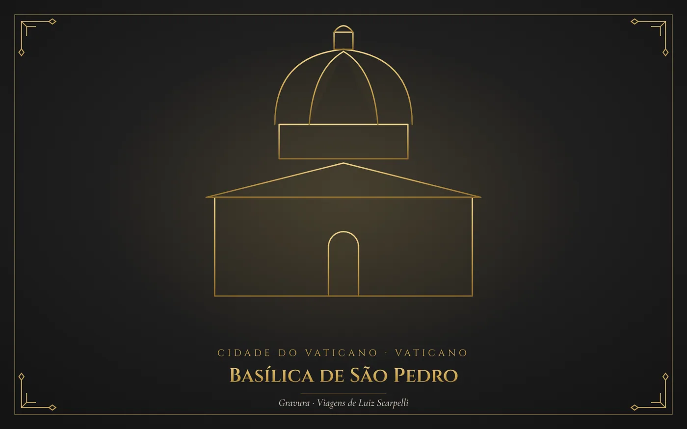 Basílica de São Pedro, Vaticano: gravura das viagens de Luiz Scarpelli