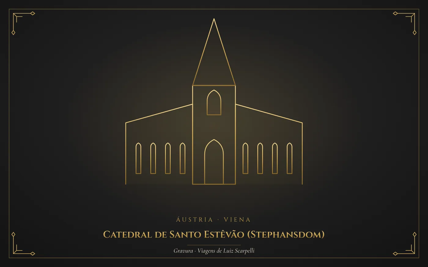 Catedral de Santo Estêvão (Stephansdom), Viena: gravura das viagens de Luiz Scarpelli