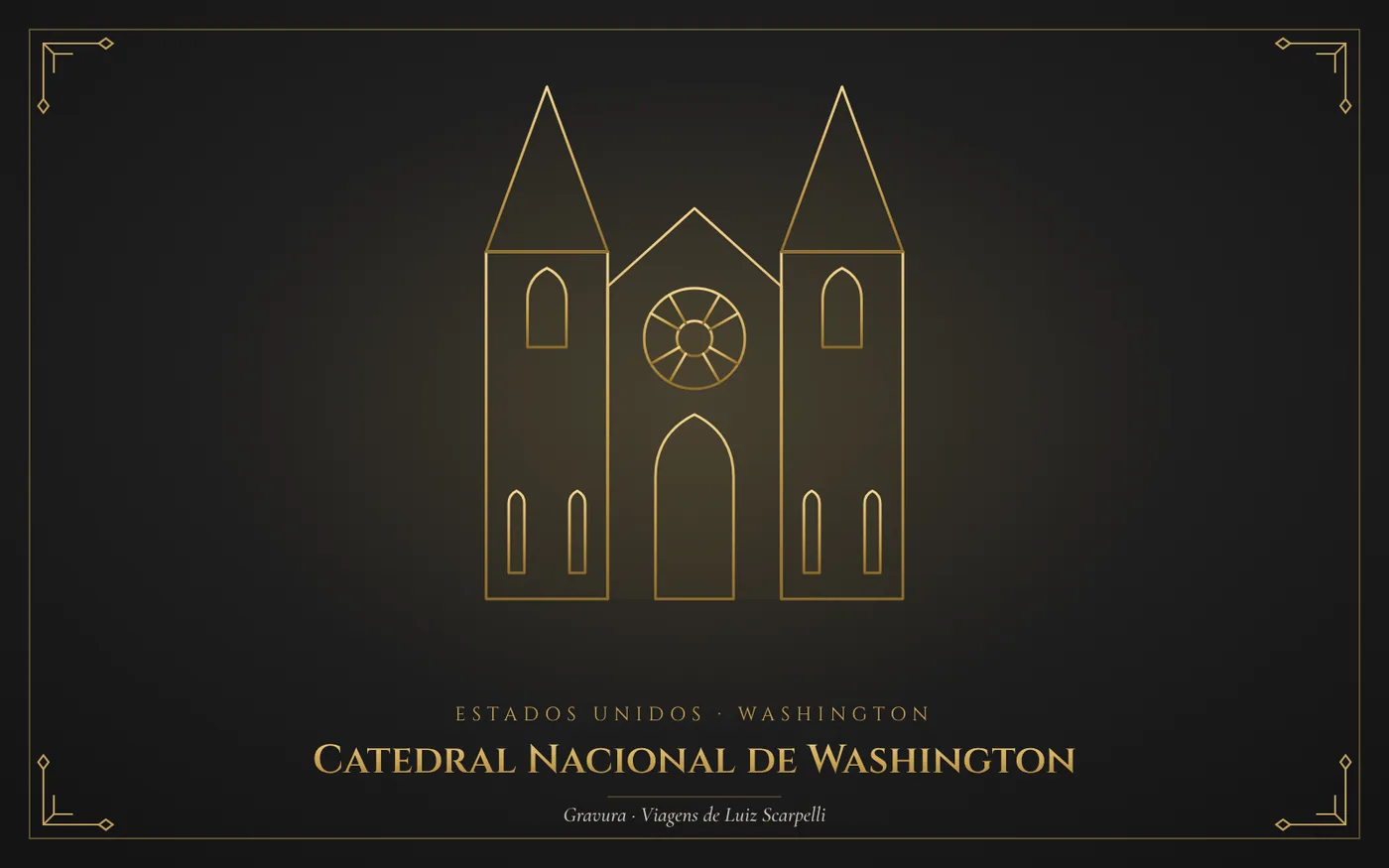 Catedral Nacional de Washington, Washington: gravura das viagens de Luiz Scarpelli