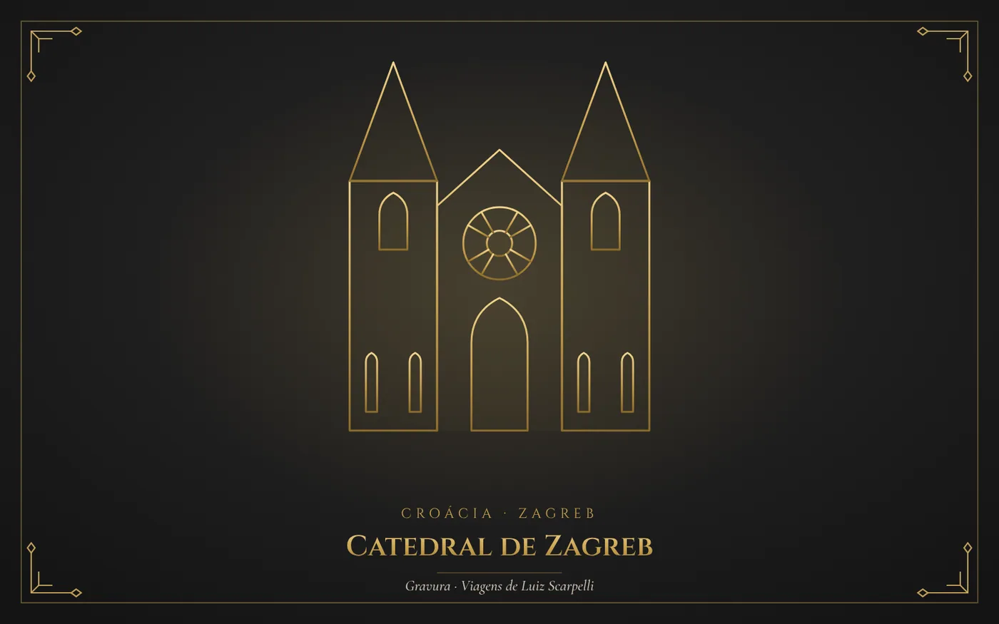Catedral de Zagreb, Zagreb: gravura das viagens de Luiz Scarpelli