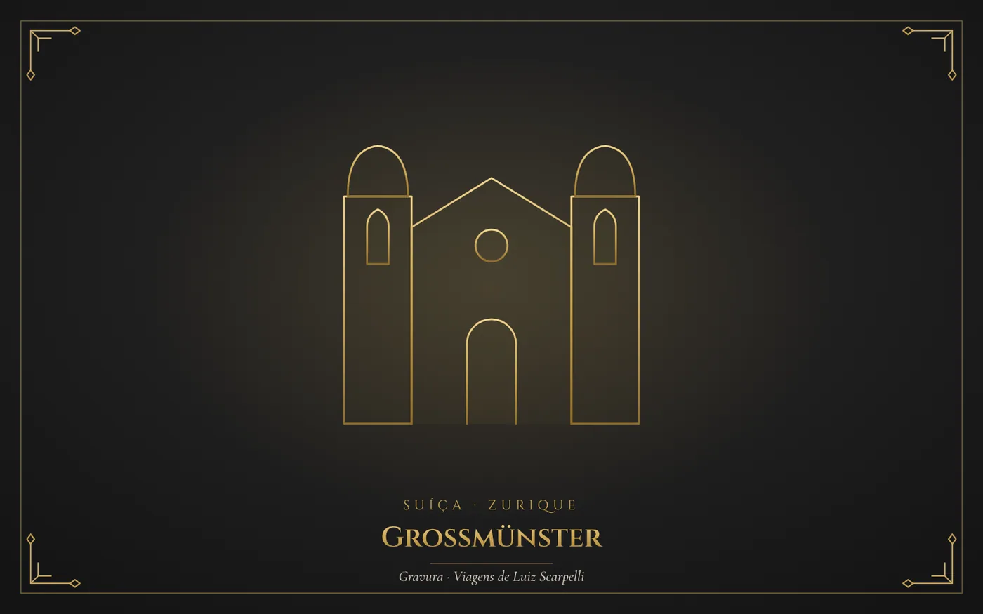 Grossmünster, Zurique: gravura das viagens de Luiz Scarpelli