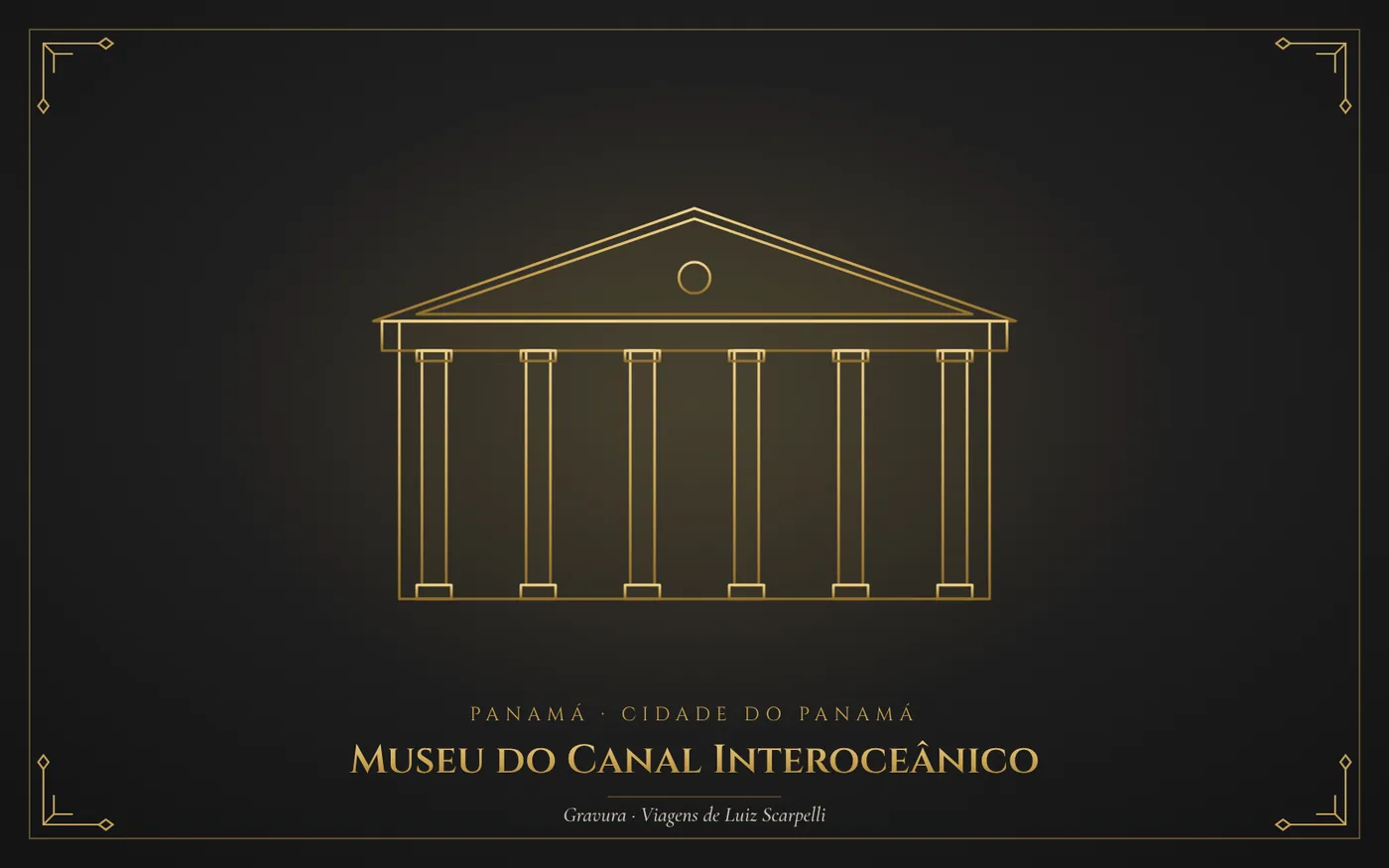 Museu do Canal Interoceânico, Cidade do Panamá: gravura das viagens de Luiz Scarpelli