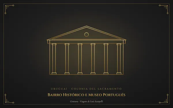 Bairro Histórico e Museo Portugués, gravura das viagens de Luiz Scarpelli