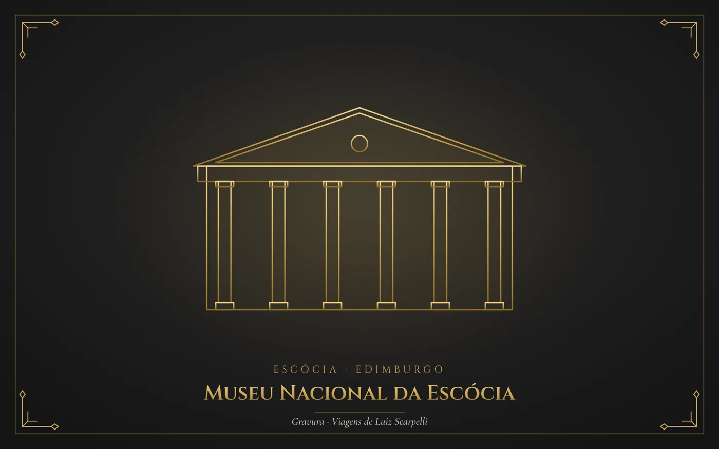 Museu Nacional da Escócia, Edimburgo: gravura das viagens de Luiz Scarpelli