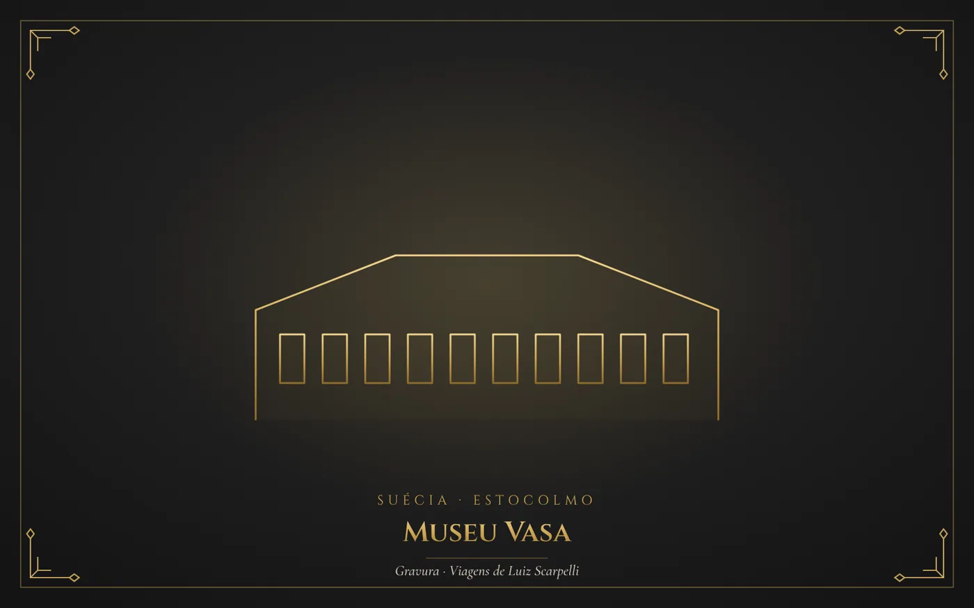 Museu Vasa, Estocolmo: gravura das viagens de Luiz Scarpelli