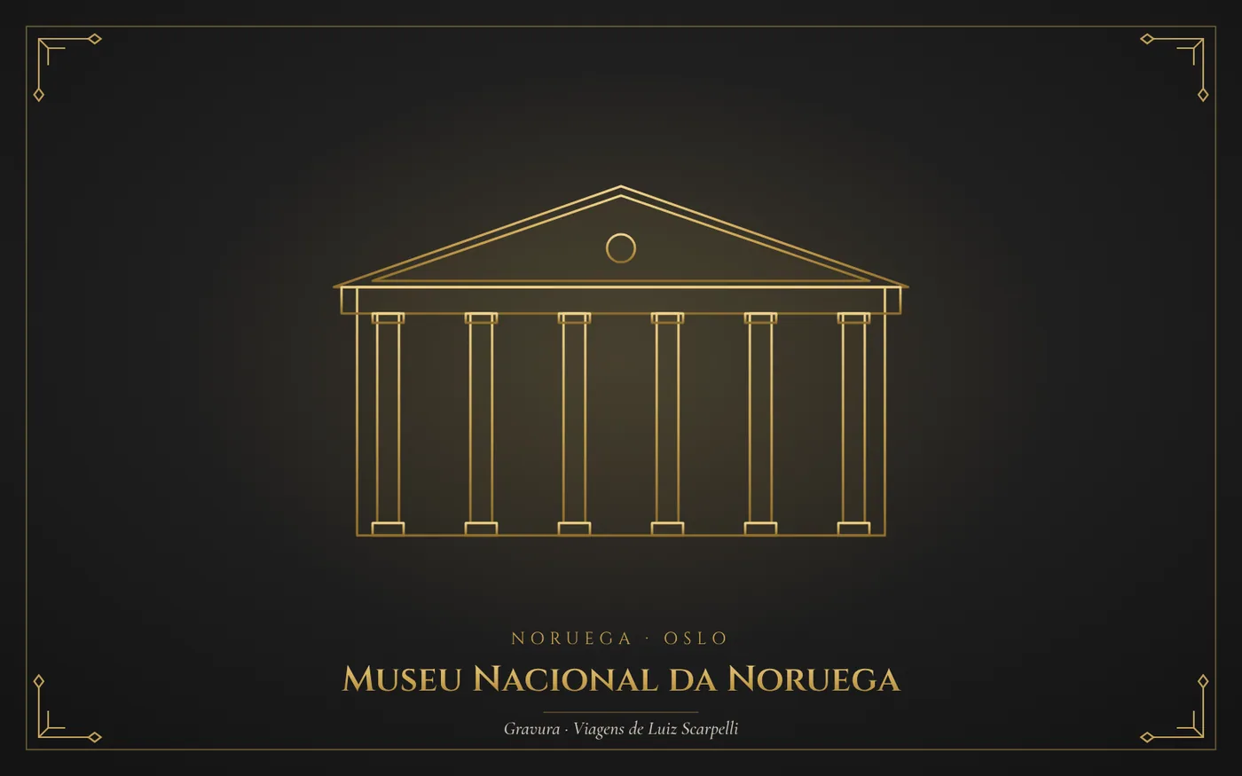 Museu Nacional da Noruega, Oslo: gravura das viagens de Luiz Scarpelli
