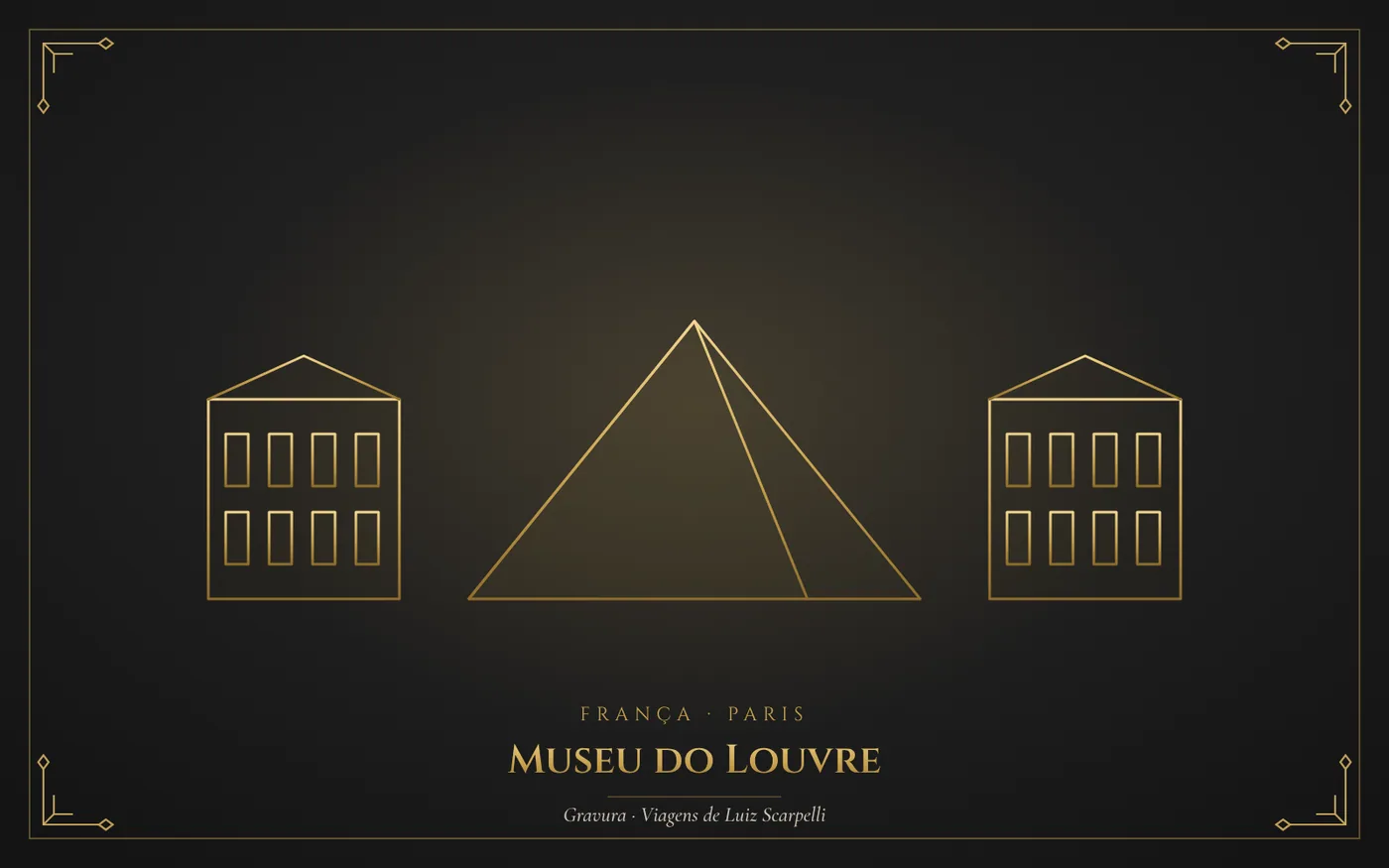 Museu do Louvre, Paris: gravura das viagens de Luiz Scarpelli