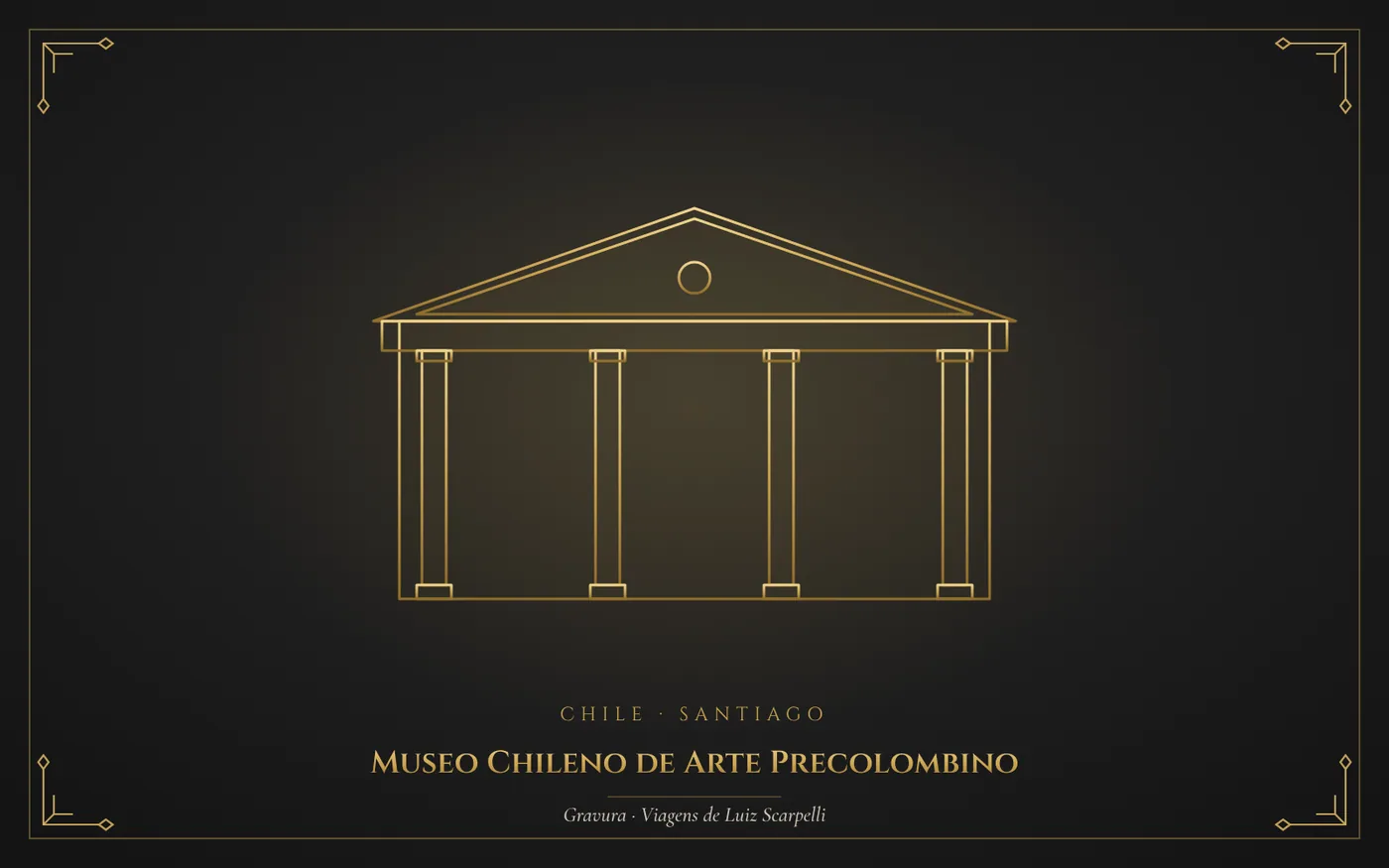 Museo Chileno de Arte Precolombino, Santiago: gravura das viagens de Luiz Scarpelli