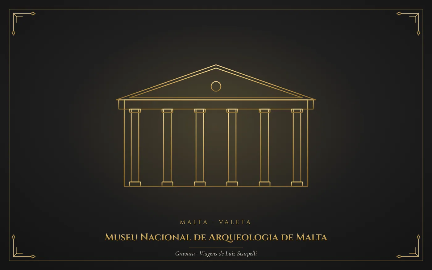 Museu Nacional de Arqueologia de Malta, Valeta: gravura das viagens de Luiz Scarpelli